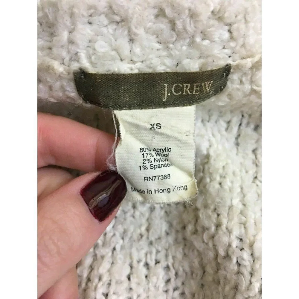J Crew Ivory Long Sleeve V Neck Sweater top